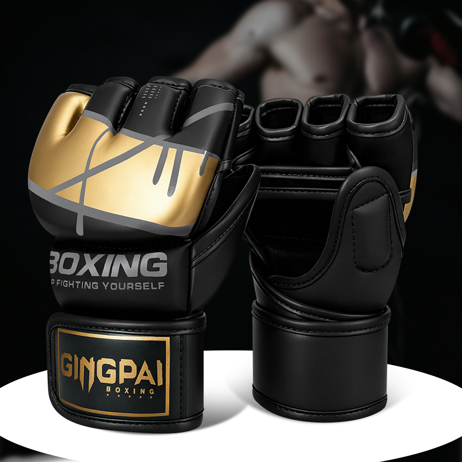 Boxing Glove Set - Half Finger Boxing Gloves PU Leather