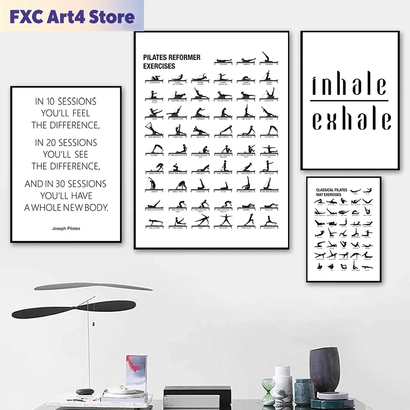 Frameless Pilates Workout Char - Sports Equipment Poster 评论和价格